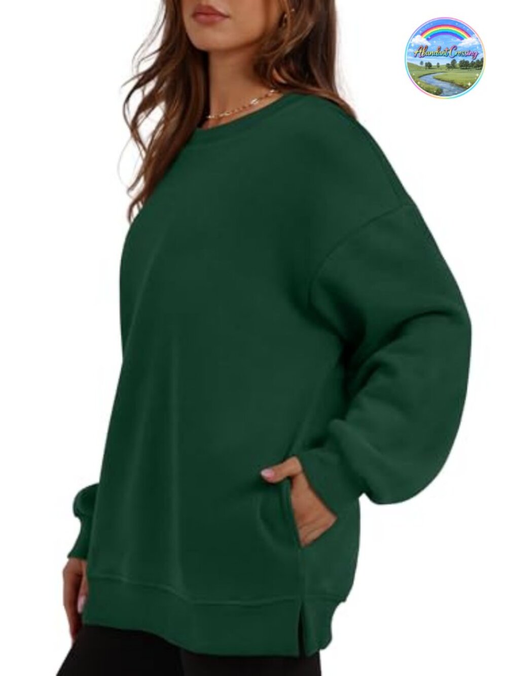 Women's Oversized Crewneck Fleece Pullover Sweatshirt